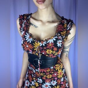 No Boundaries Daisy Floral Black Dress Size S Festival Boho Country Hippie Indie